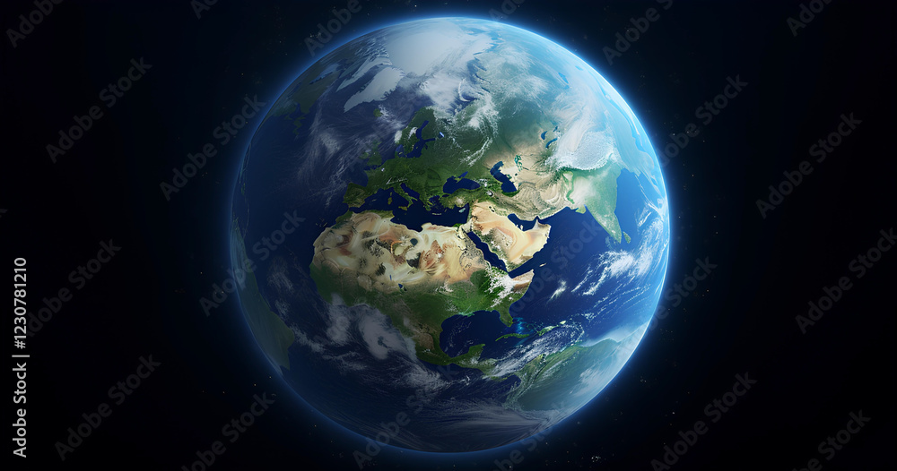 Beautiful view of Earth from space showcasing diverse landscapes and vibrant colors, highlighting continents, oceans, and cloud patterns during daylight Beautiful view of Earth from space showcasing diverse landscapes and vibrant colors, highlighting continents, oceans, and cloud patterns during daylight