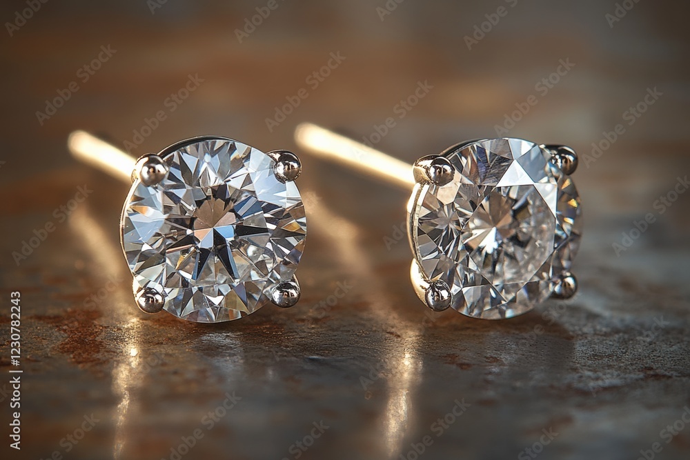 Elegant diamond earrings showcase jewelry store product luxurious setting close-up view glamour Elegant diamond earrings showcase jewelry store product luxurious setting close-up view glamour