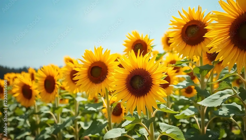 Sunflowers blooming brightly in a summer field Sunflowers blooming brightly in a summer field