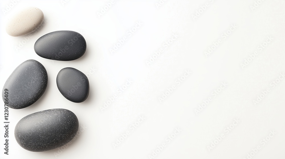 Flat lay composition with spa stones and space for text on white background Flat lay composition with spa stones and space for text on white background