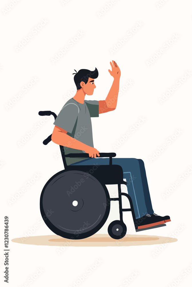 Modern Illustration of a Person with Disability in Wheelchair Modern Illustration of a Person with Disability in Wheelchair