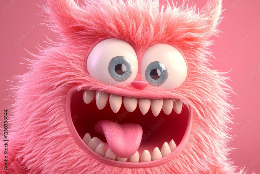A cartoon figure featuring large eyes and a tongue excessively protruding A cartoon figure featuring large eyes and a tongue excessively protruding