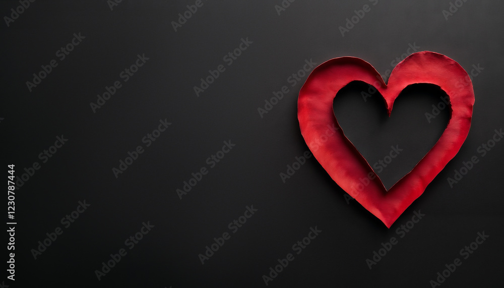 abstract dark background for Valentine day holiday, red heart shape on a black backdrop with copy space abstract dark background for Valentine day holiday, red heart shape on a black backdrop with copy space