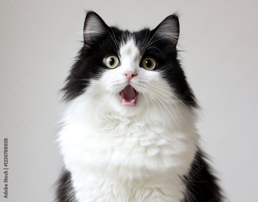 An isolated cat is depicted in an angry and surprised state on a transparent PNG background, with a comical and excited look, wide eyes, and an open mouth, illustrating a humorous and dynamic moment An isolated cat is depicted in an angry and surprised state on a transparent PNG background, with a comical and excited look, wide eyes, and an open mouth, illustrating a humorous and dynamic moment
