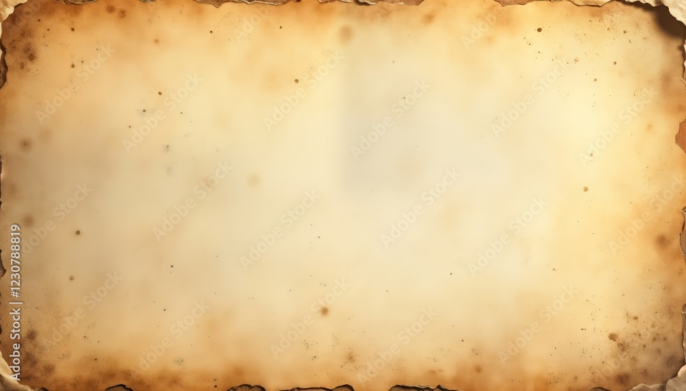 Fototapeta premium Aged parchment paper background. Vintage paper texture with sepia tones. Weathered look. Ideal for RPG game design historical projects. Old paper aesthetic. Subtle details, aged aesthetic. Grunge