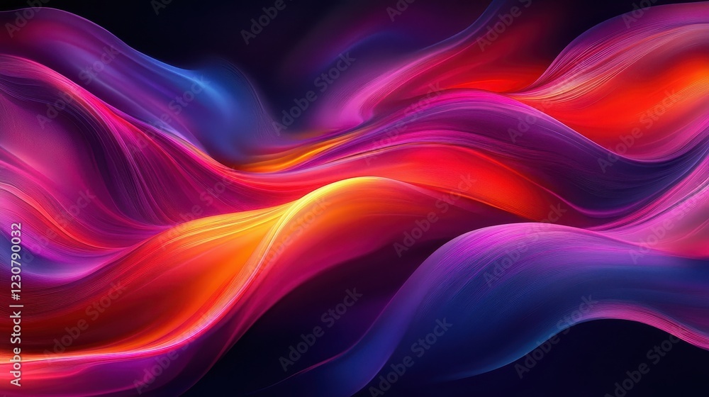 Vibrant Abstract Waves of Colorful Light in Motion