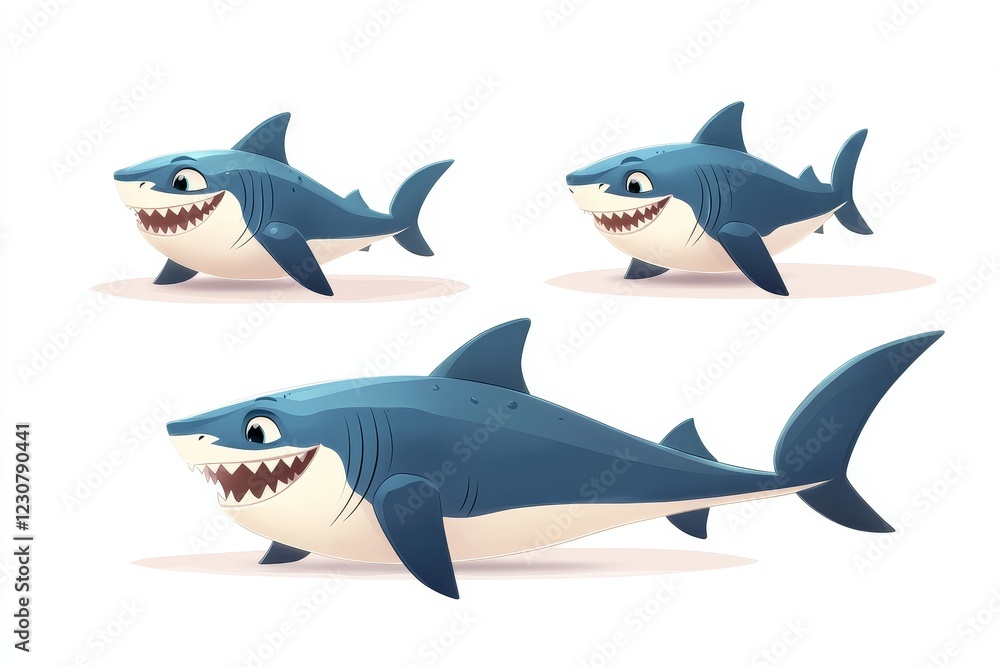 Fototapeta premium A playful cartoon shark with a big smile and exaggerated features