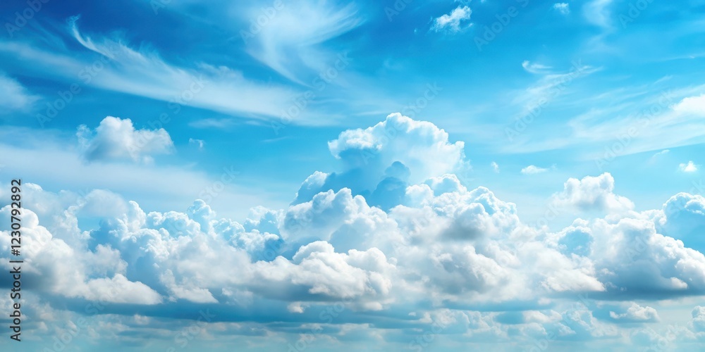Light blue sky with fluffy white clouds and a few stray wisps of gray cloud in the distance, soft, , soft,dreamy Light blue sky with fluffy white clouds and a few stray wisps of gray cloud in the distance, soft, , soft,dreamy