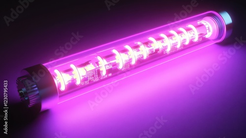 A futuristic concept resistor with embedded nano-circuits on a neon purple background. photo