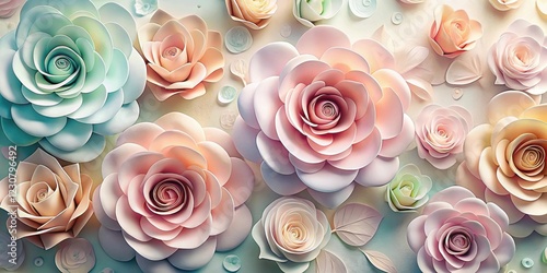 Pastel-colored paper roses with delicate petals and soft texture