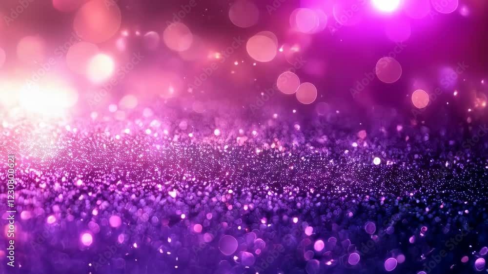 Vibrant bokeh lights transition in purple and pink hues with sparkling particles Vibrant bokeh lights transition in purple and pink hues with sparkling particles