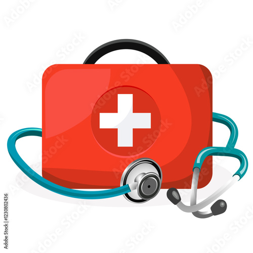 statoscope and medical box without background