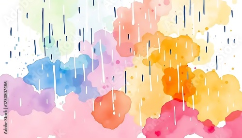 Abstract Watercolor Rain Cloudscape Pastel Hues