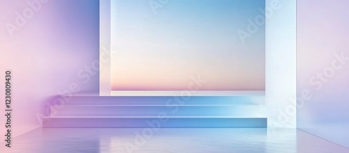 Pastel Rainbow Steps Minimalist Product Display Background photo