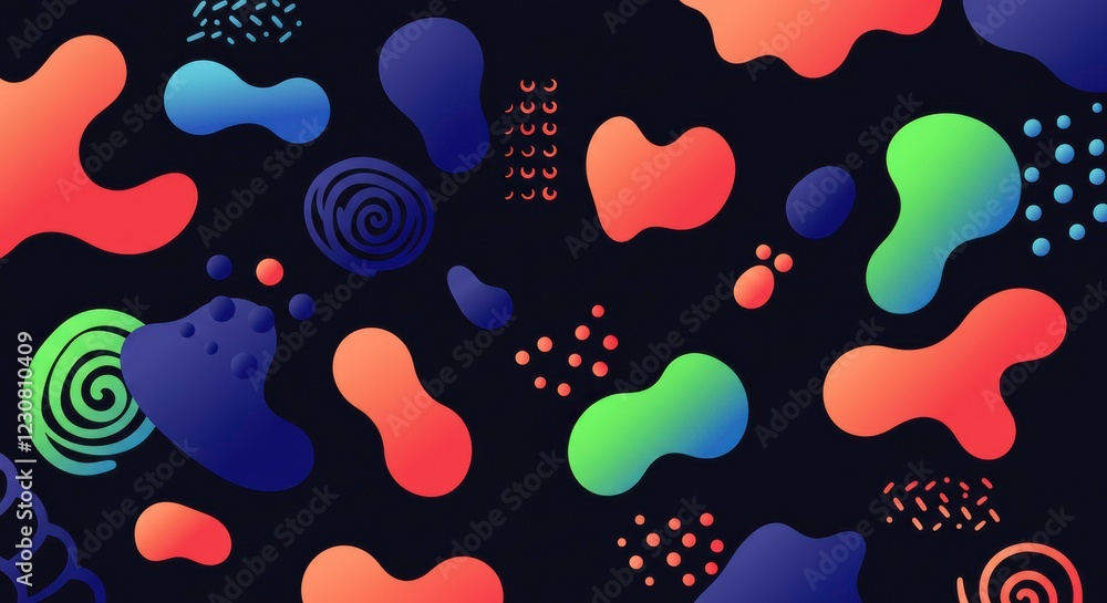 Abstract Fluid Shapes: A dynamic visual of flowing, abstract shapes in vibrant gradients against a dark background, creating an energetic and modern composition Abstract Fluid Shapes: A dynamic visual of flowing, abstract shapes in vibrant gradients against a dark background, creating an energetic and modern composition