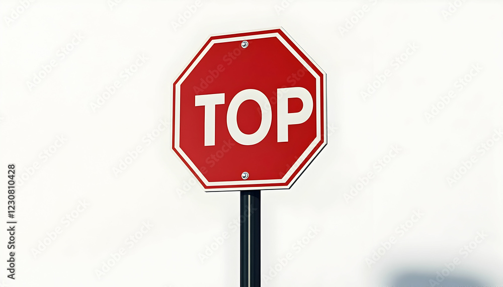 A solitary stop sign isolated on a white background A solitary stop sign isolated on a white background