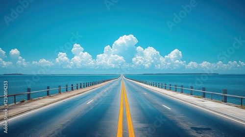 Scenic drive on ocean highway caribbean sea landscape clear sky wide angle travel inspiration photo