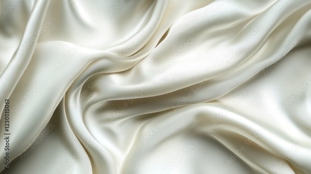 Obraz premium Creamy White Silk Fabric Draped Luxurious Texture