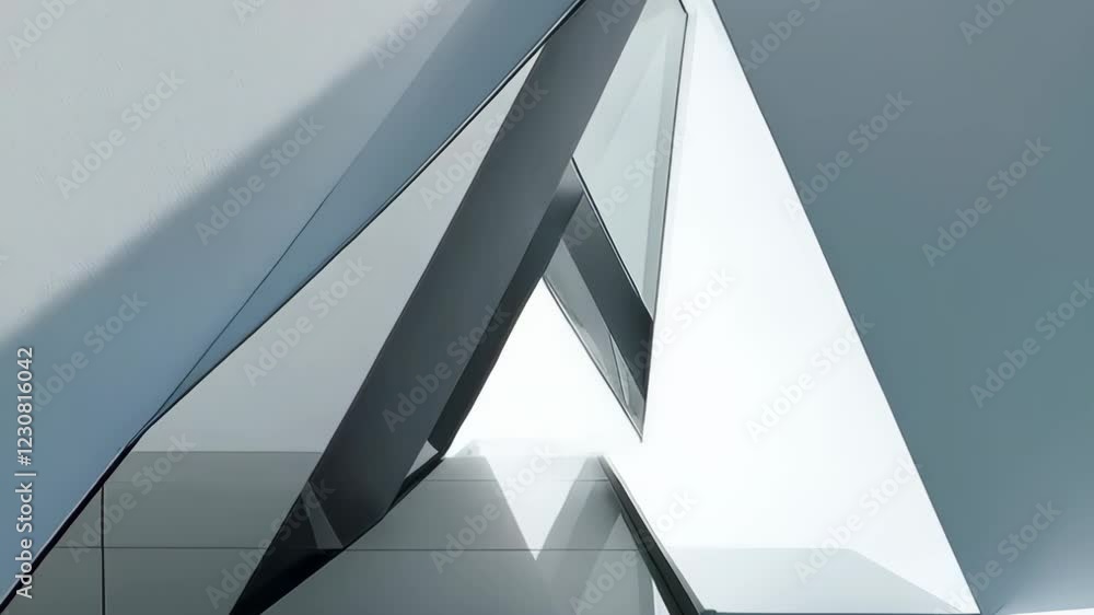 Dynamic reflections in minimalist geometric architecture with changing light Dynamic reflections in minimalist geometric architecture with changing light