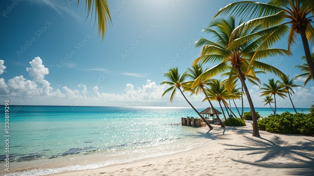 Fototapeta premium Tropical Island Paradise: Summer Beach Vacation, Amazing Lagoon