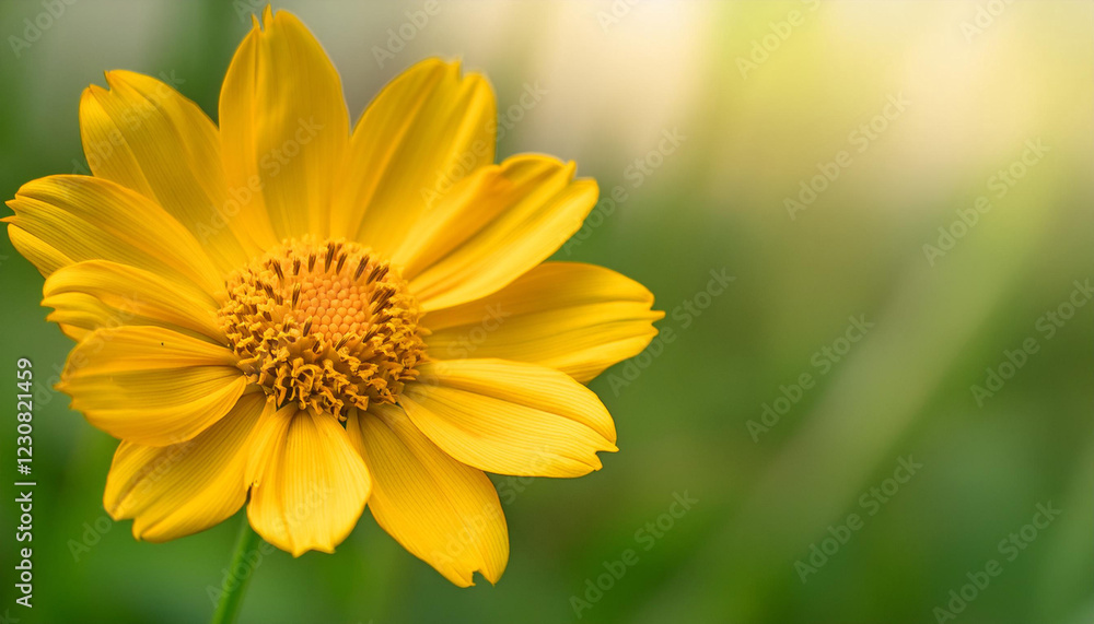 Close Up of a Yellow Flower in a Field and Copy Space Close Up of a Yellow Flower in a Field and Copy Space