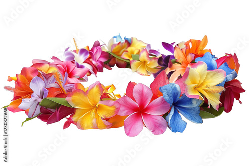 Vibrant Hawaiian Lei Garland Made of Fresh Flowers Showcasing Colorful Floral Arrangement