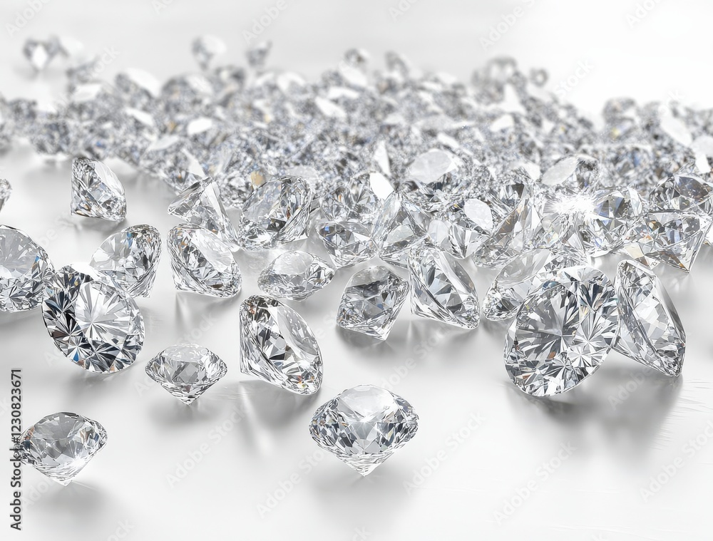 Sparkling diamonds form a captivating group against a clean white canvas. Sparkling diamonds form a captivating group against a clean white canvas.