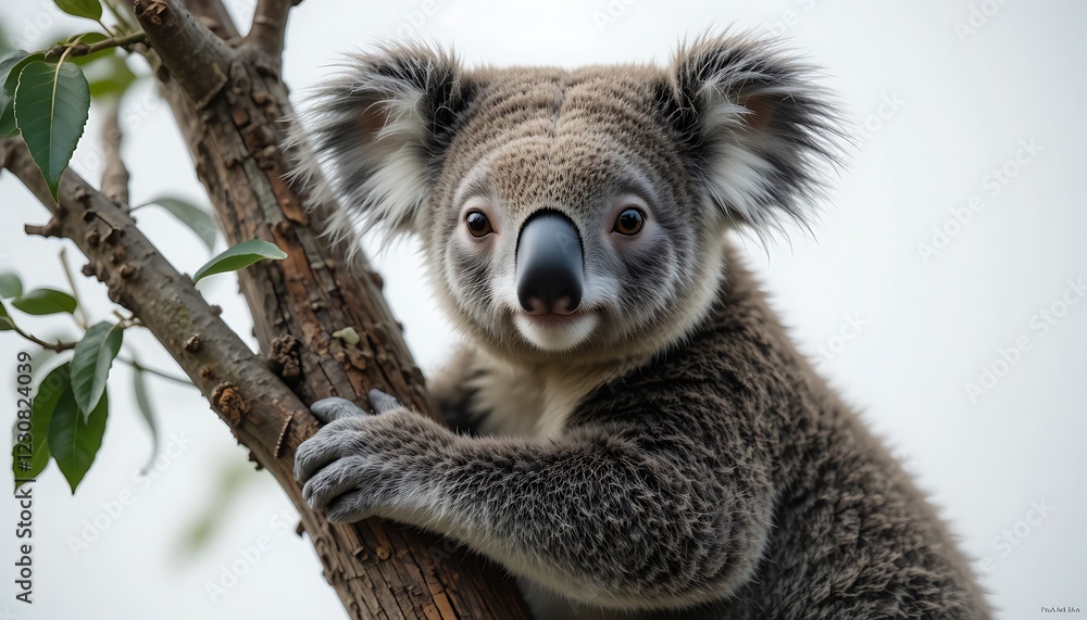Naklejka premium Adorable Koala on Branch: A Serene Wildlife Portrait