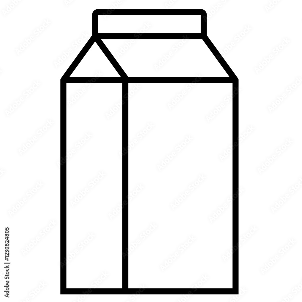 Icon of liquid carton packaging, simple rectangular shape with spout. Eco-friendly packaging, liquid storage, beverage marketing, event materials, product launch, sustainable design. Easy pouring. Sus