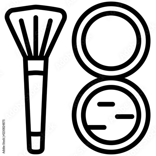 Minimalist Icon of Makeup Brush and Compact Powder. Beauty Salons, Cosmetic Brands, and Online Shops.Product Packaging
