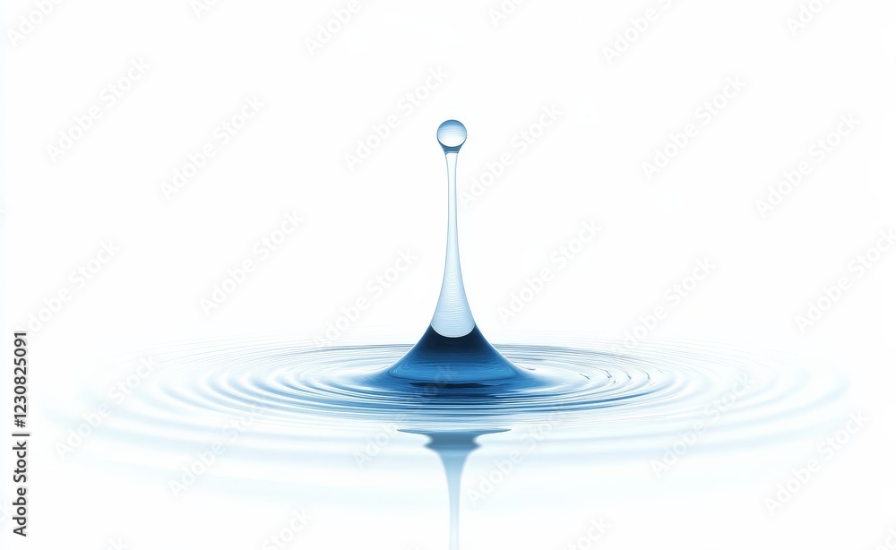 The elegance of a single water droplet emphasized by a clean white canvas. The elegance of a single water droplet emphasized by a clean white canvas.