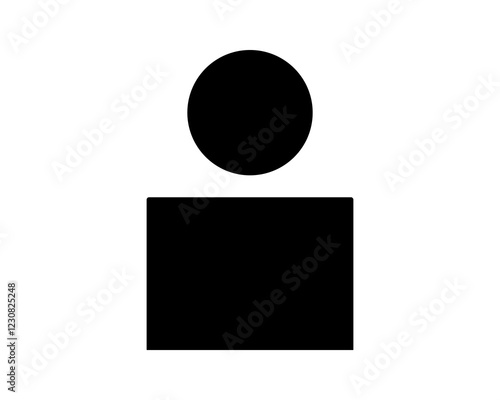 Minimalist black and white icon depicting a person.  Perfect for website design, app interfaces, presentations, or infographics needing a simple, modern human figure representation.