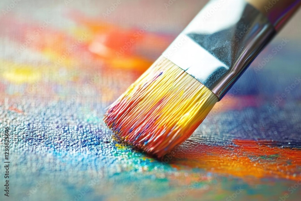 Fototapeta premium Paintbrush on Canvas - A Symphony of Color