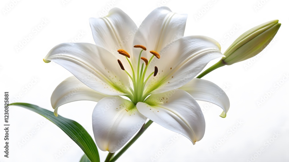 White Lily Flower with Bud White Lily Flower with Bud