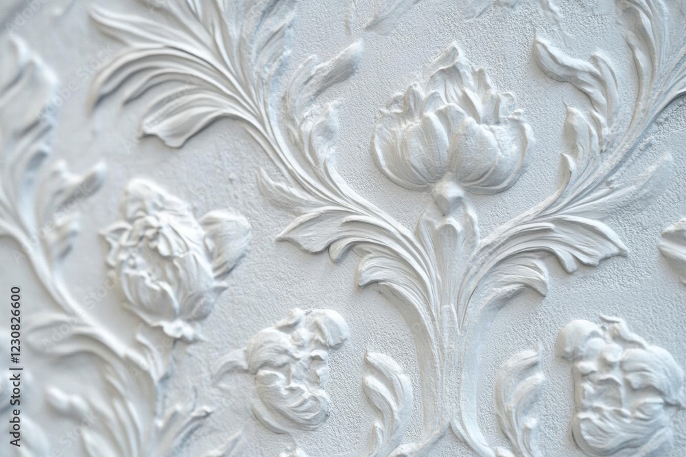 White Floral Wall Molding - Intricate Beauty of Relief Art