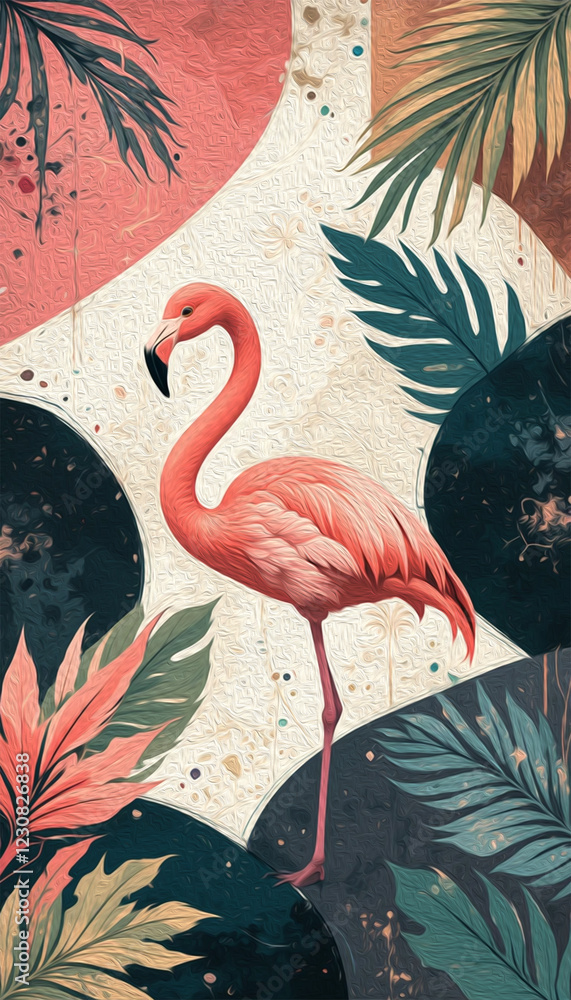 Naklejka premium Flamingo. Animal illustration. Pattern for printing on wall decorations, covers, leaflets