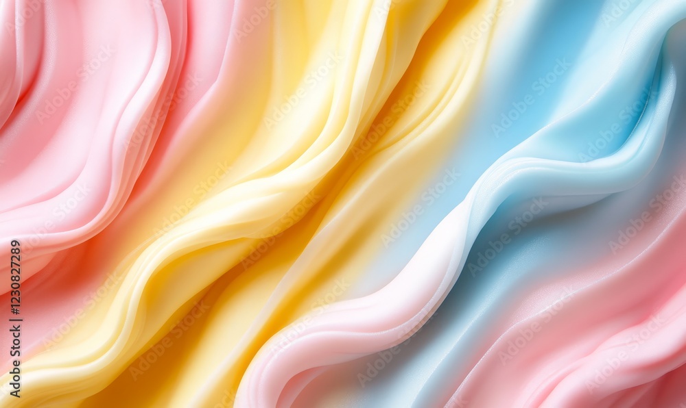 Obraz premium Abstract pastel pink, yellow, and blue waves.
