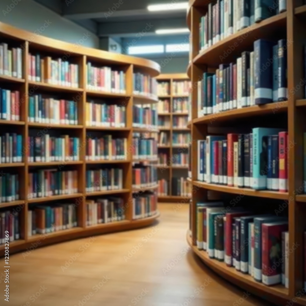 Rotating circular bookshelf in library's reading room, interior design, learning, rotary Rotating circular bookshelf in library's reading room, interior design, learning, rotary