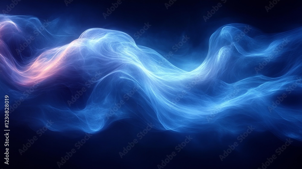 Obraz premium Abstract Blue Smoke Waves. Generative AI