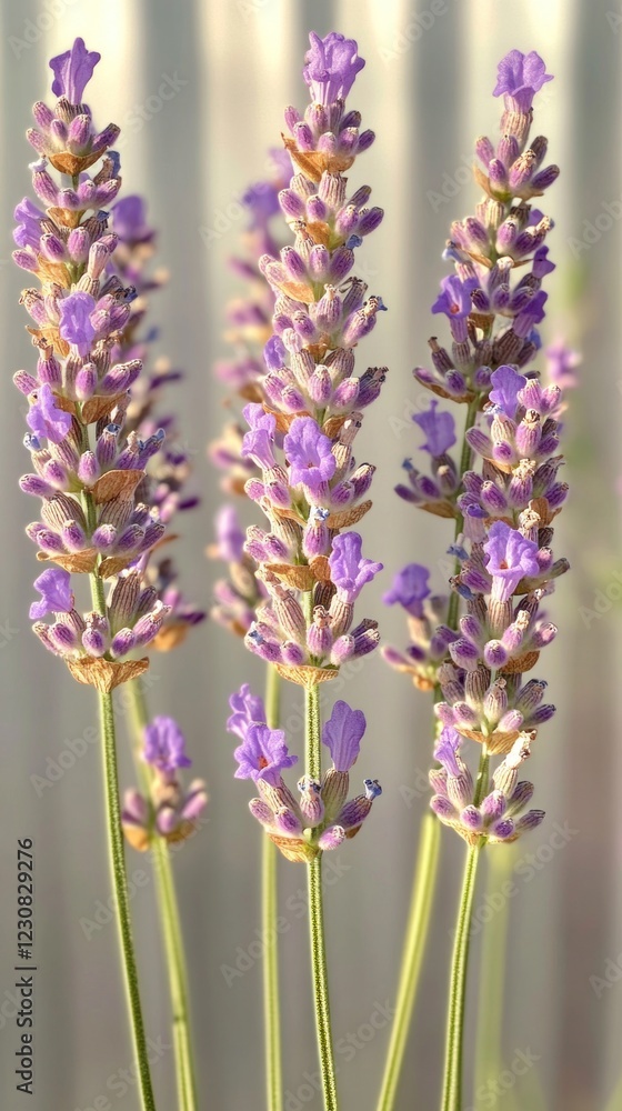 Naklejka premium Lavender flowers growing in garden with soft background