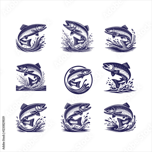 Vector  salmon fish silhouette