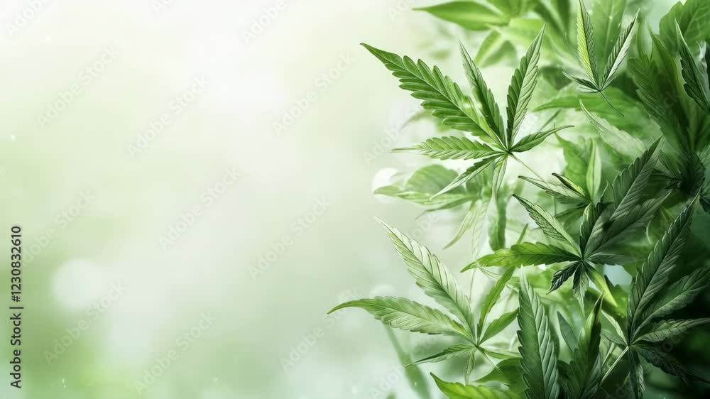 Lush green leaves swaying in gentle breeze against soft focused background Lush green leaves swaying in gentle breeze against soft focused background