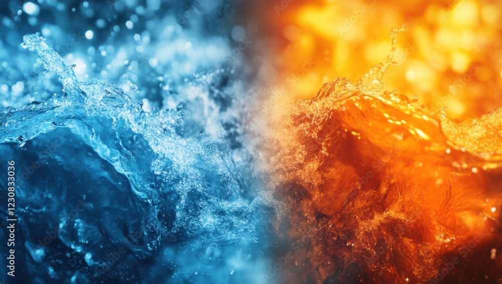 Background of water and fire, blue color and orange color Background of water and fire, blue color and orange color