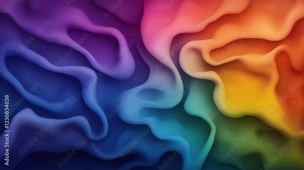 Obraz premium Rainbow Swirl Abstract: A mesmerizing abstract image featuring vibrant, swirling colors reminiscent of a rainbow, creating a dynamic and fluid visual experience.