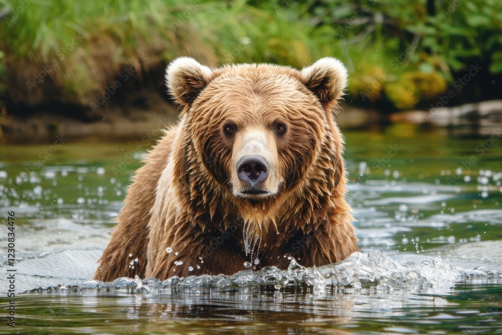 Fototapeta premium Grizzly Bear in Its Natural Habitat in Alaska