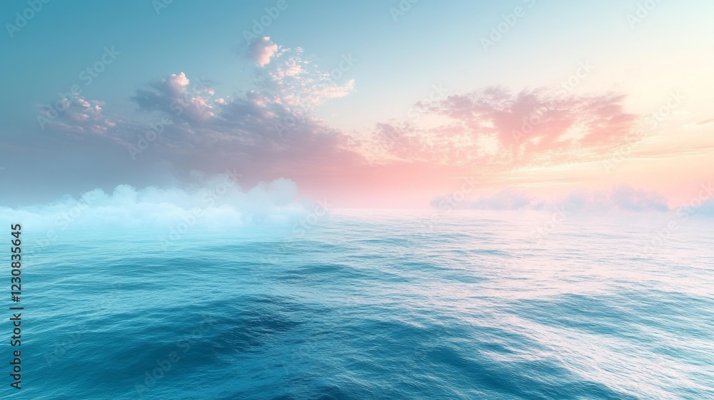 Obraz premium Winter Ocean Waves with Soft Pastel Sky. Generative AI