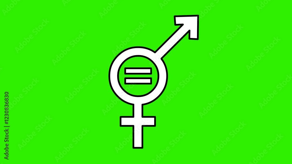video animation black and white equality gender symbol being draw, on a green chroma key background video animation black and white equality gender symbol being draw, on a green chroma key background