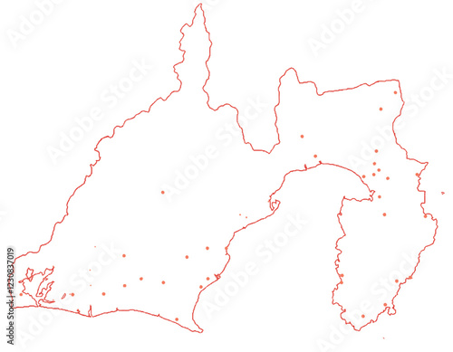 静岡県　地図　白　斑点　イラスト