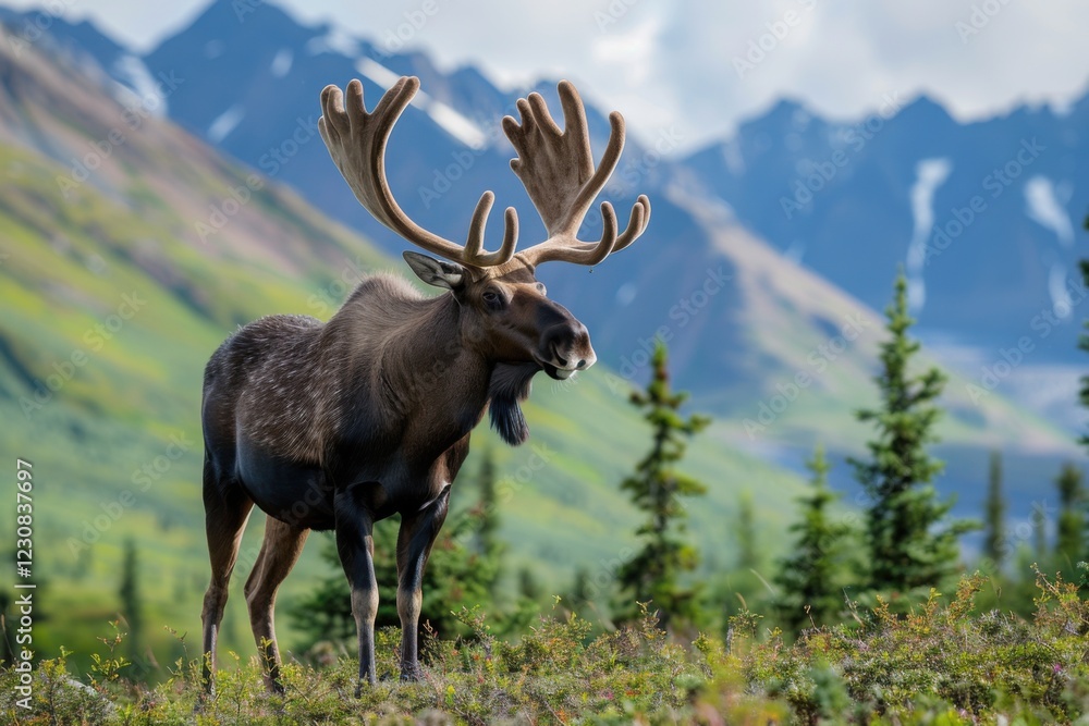 Fototapeta premium Moose in Its Natural Habitat in Alaska