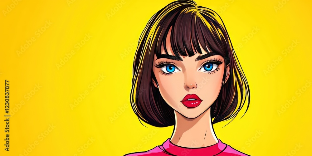 manga stylish trendy gen z woman isolated on solid background manga stylish trendy gen z woman isolated on solid background